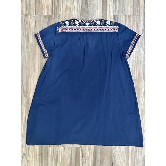 JOHNNY WAS Workshop Juliene Drape Top Voile TUNIC Navy Blue BOHO SM $205 NWT - Picture 6 of 12